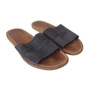 Vince Navy Suede Leather Flat Slide Sandals Made in Italy‎ US 7.5M Coastal